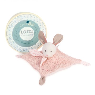 Doudou plat botanic lapin rose