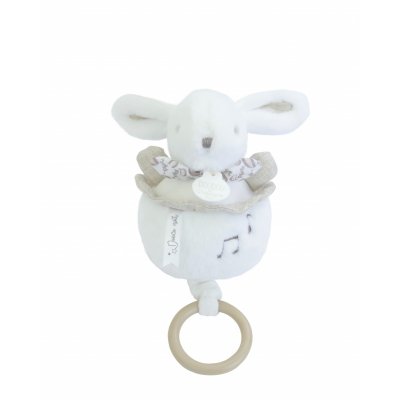 Boîte à musique lapin doudou blanc