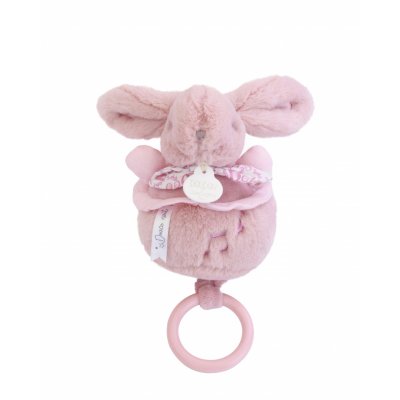 Boîte à musique lapin doudou rose