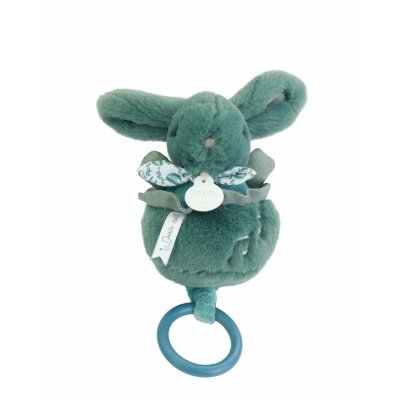 Boîte à musique lapin doudou vert sauge