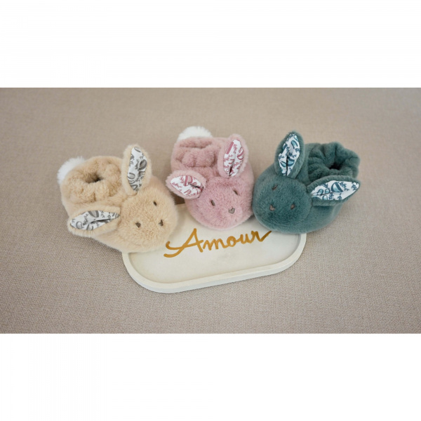 Coffret doudou lapin et chaussons beige Doudou et compagnie