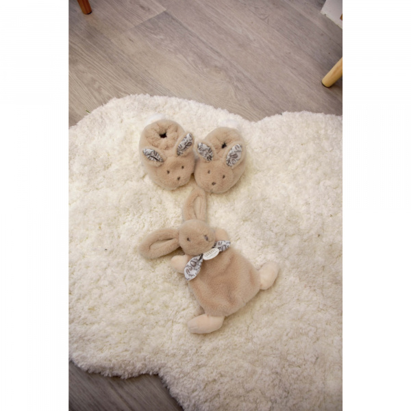 Coffret doudou lapin et chaussons beige Doudou et compagnie