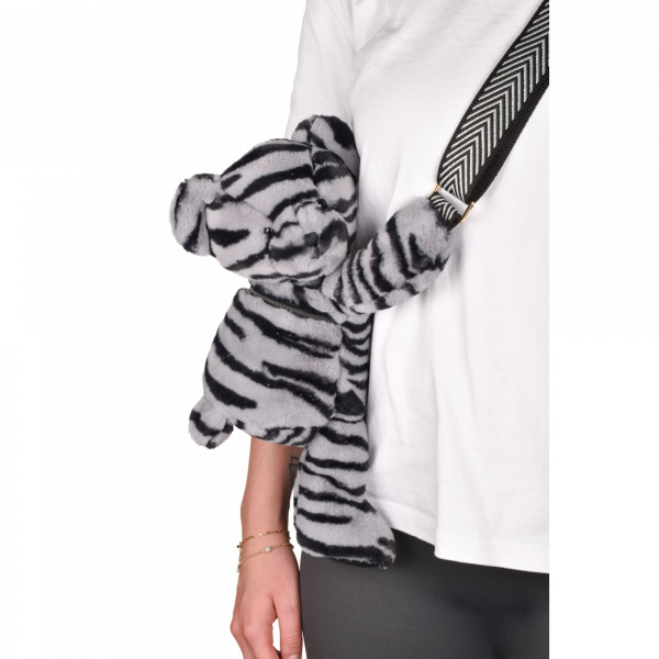 Sac bandoulière ours en peluche 30 cm léopard Doudou et compagnie