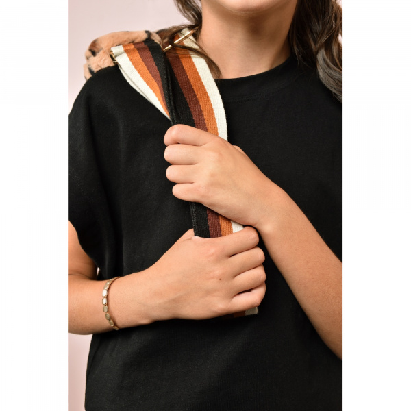 Sac bandoulière ours en peluche 30 cm léopard Doudou et compagnie