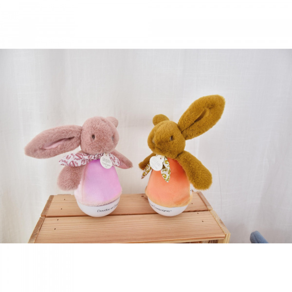 Veilleuse musicale culbuto lapin doudou rose Doudou et compagnie