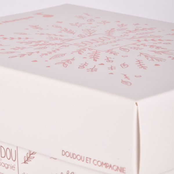 Veilleuse peluche musicale à projection d'étoiles ours rose Doudou et compagnie