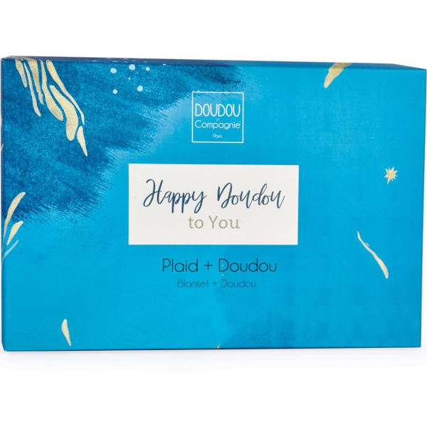 Coffret plaid et doudou happy pop Doudou et compagnie