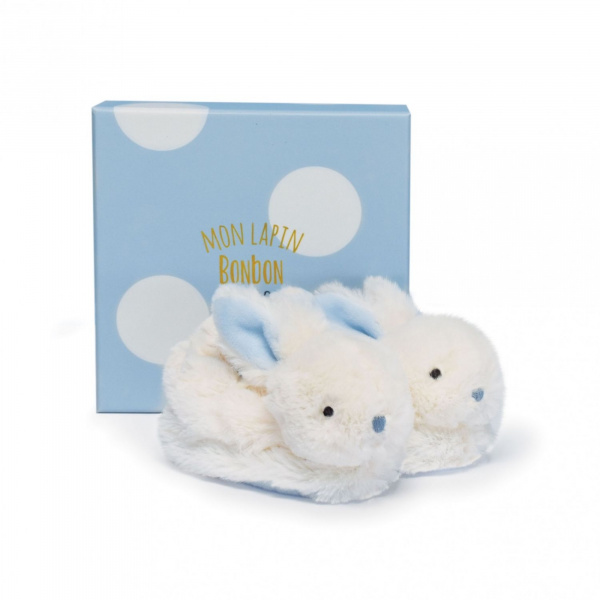 Chaussons 0-6 mois lapin bonbon taupe Doudou et compagnie