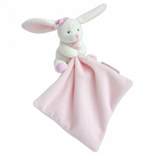 Doudou mouchoir boîte fleur lapin rose Doudou et compagnie