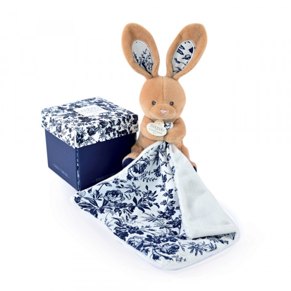 Doudou mouchoir boh'aime lapin marine Doudou et compagnie