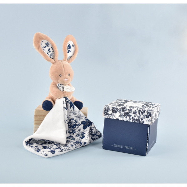 Doudou mouchoir boh'aime lapin marine Doudou et compagnie