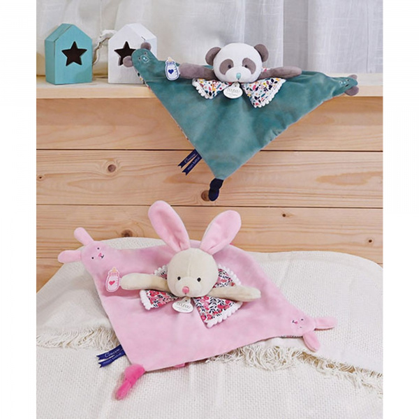 Doudou avec marionnette à doigt lapin Doudou et compagnie