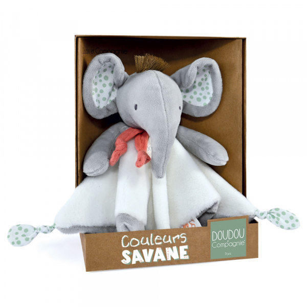Doudou plat couleurs savane éléphant Doudou et compagnie