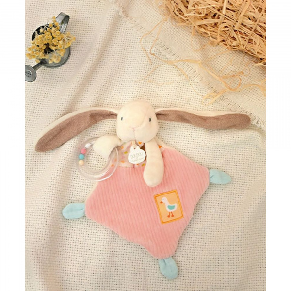 Doudou plat lapin rose Doudou et compagnie