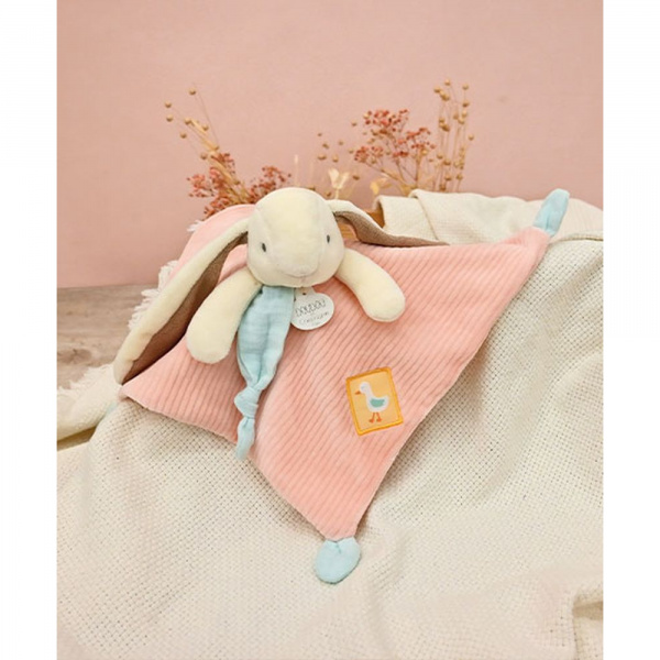Doudou plat lapin rose Doudou et compagnie