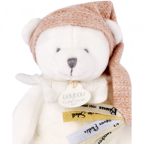 Doudou pantin attache sucette ours 20 cm rose Doudou et compagnie