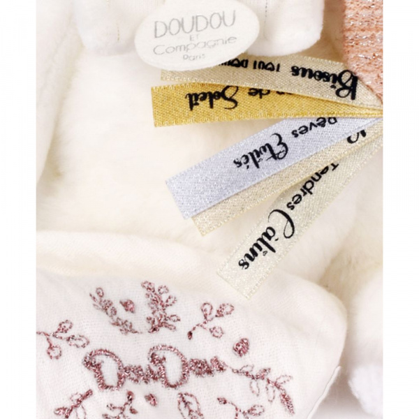 Doudou pantin attache sucette ours 20 cm rose Doudou et compagnie