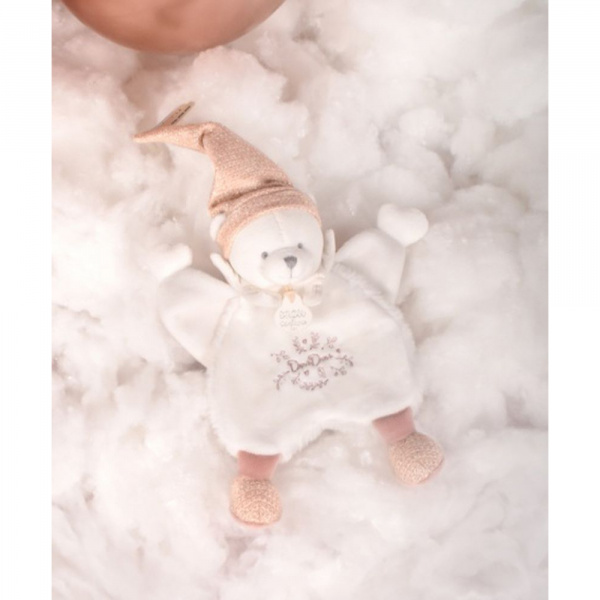 Doudou plat ours cape 25 cm rose Doudou et compagnie