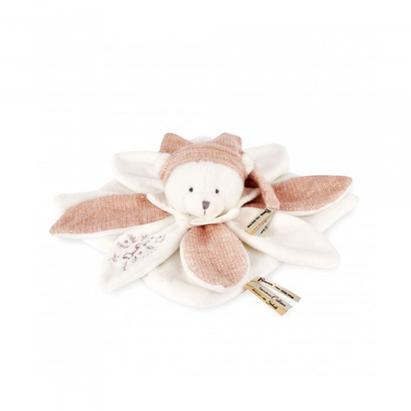 Doudou pétale plat collector ours 25 cm rose Doudou et compagnie