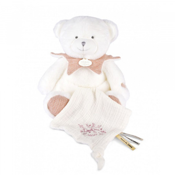 Doudou mouchoir ours 30 cm rose Doudou et compagnie