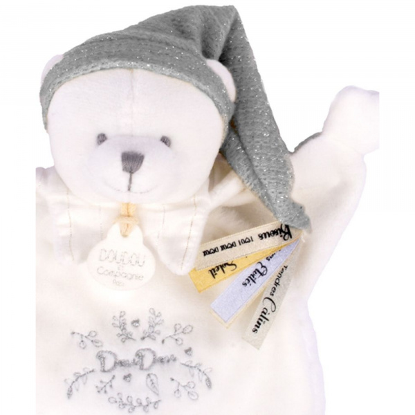 Doudou plat ours cape 25 cm argent Doudou et compagnie