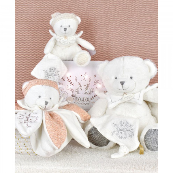 Doudou mouchoir ours 30 cm argent Doudou et compagnie