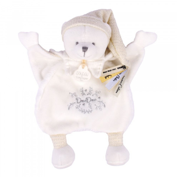 Doudou plat ours cape 25 cm blanc Doudou et compagnie
