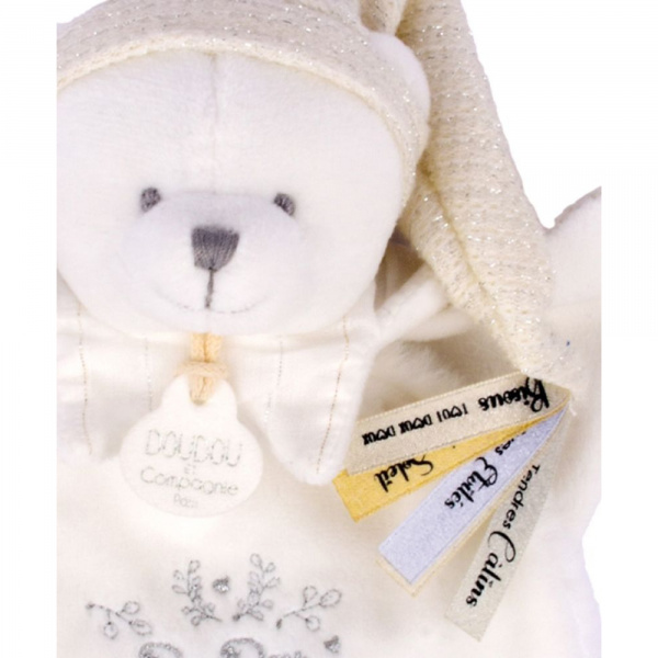 Doudou plat ours cape 25 cm blanc Doudou et compagnie
