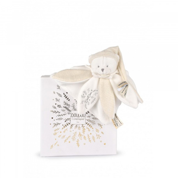Doudou pétale plat collector ours 25 cm blanc Doudou et compagnie