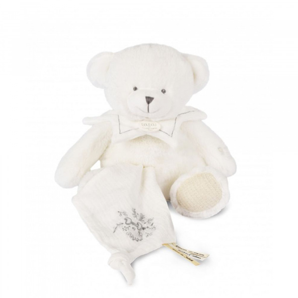 Doudou mouchoir ours 30 cm blanc Doudou et compagnie