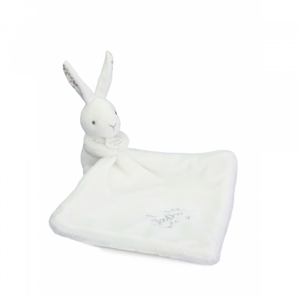 Doudou lapin mouchoir 10 cm blanc Doudou et compagnie