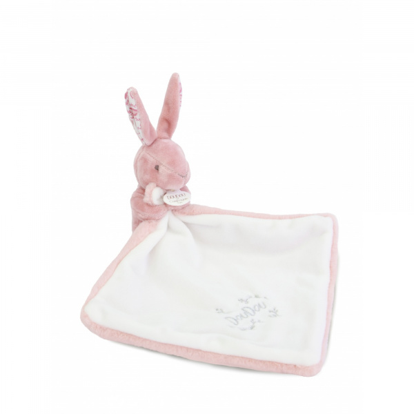 Doudou lapin mouchoir 10 cm rose Doudou et compagnie