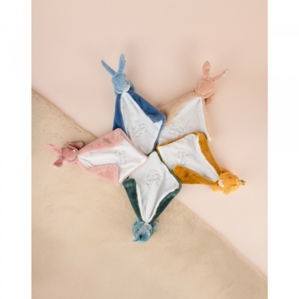 Doudou lapin mouchoir 10 cm rose Doudou et compagnie