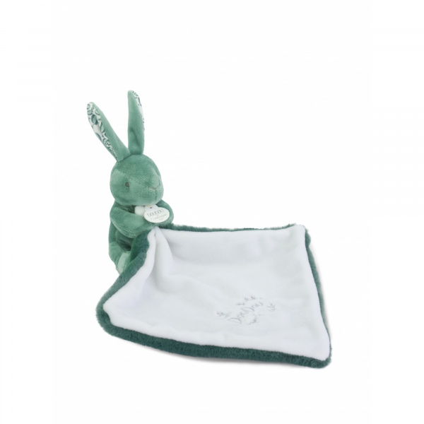 Doudou lapin mouchoir 10 cm vert sauge Doudou et compagnie