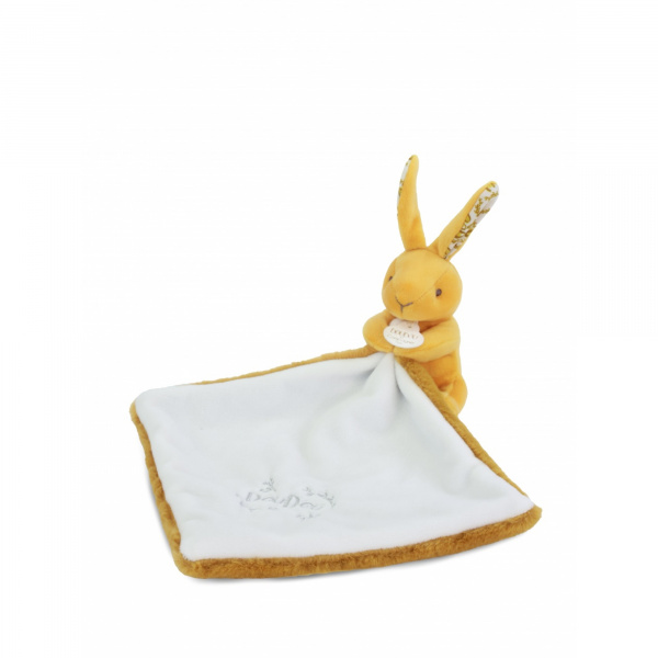 Doudou lapin mouchoir 10 cm ocre Doudou et compagnie