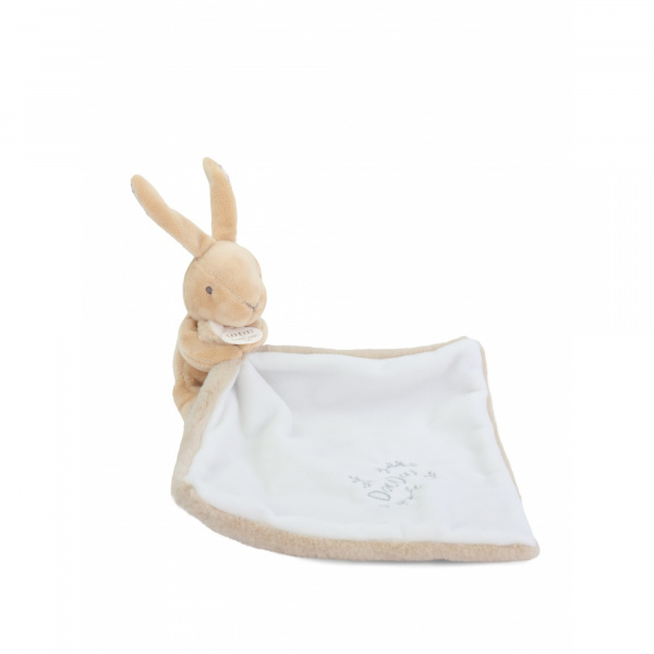 Doudou lapin mouchoir 10 cm beige Doudou et compagnie