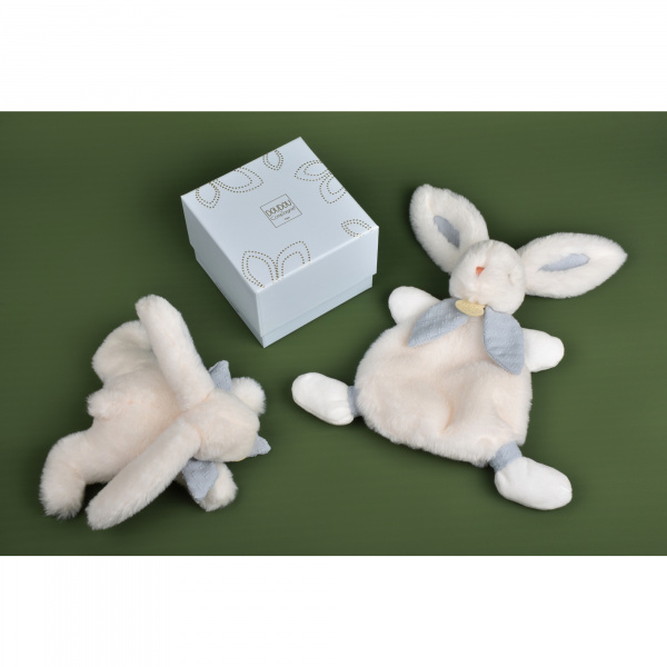 Doudou pantin lapin bonbon 20 cm bleu gris Doudou et compagnie