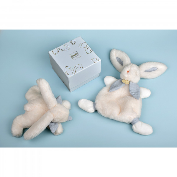 Doudou pantin lapin bonbon 20 cm bleu gris Doudou et compagnie