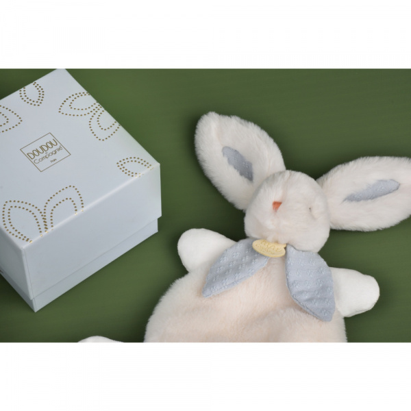 Doudou lapin bonbon 25 cm bleu gris Doudou et compagnie