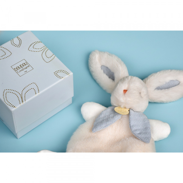Doudou lapin bonbon 25 cm bleu gris Doudou et compagnie