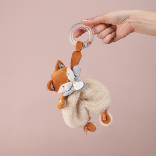 Doudou avec hochet 18 cm timo le renard Doudou et compagnie