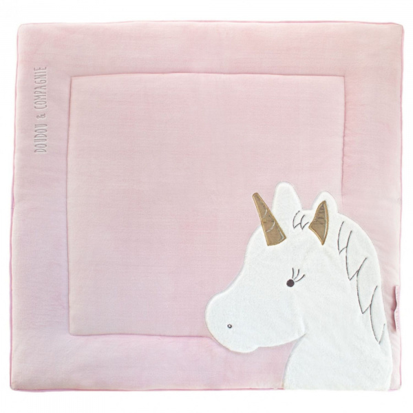 Tapis de parc 100x100 cm tapidou licorne rose Doudou et compagnie