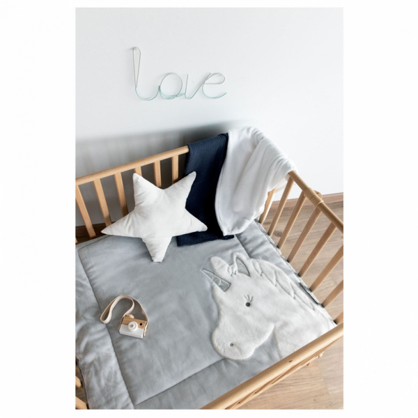 Tapis de parc 100x100 cm tapidou licorne gris Doudou et compagnie