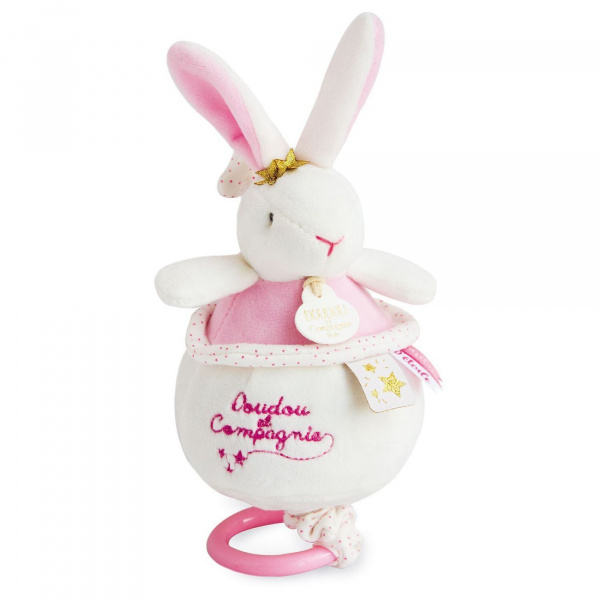 Peluche musicale perlidoudou lapin étoile rose Doudou et compagnie