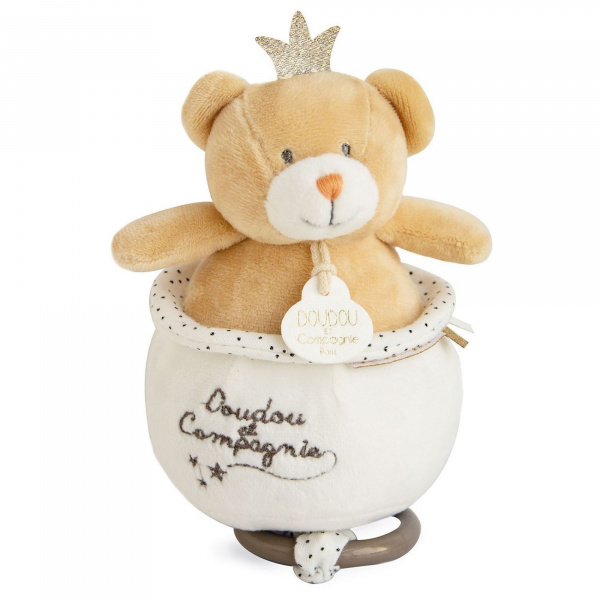 Peluche musicale perlidoudou ours petit roi Doudou et compagnie