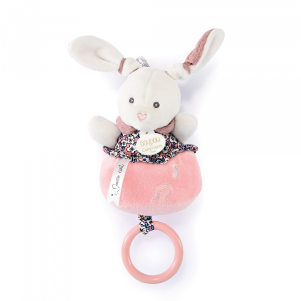 Peluche musicale boh'aime lapin rose Doudou et compagnie