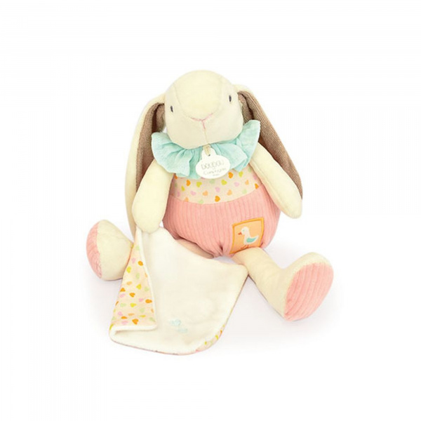 Peluche lapin rose avec son doudou Doudou et compagnie