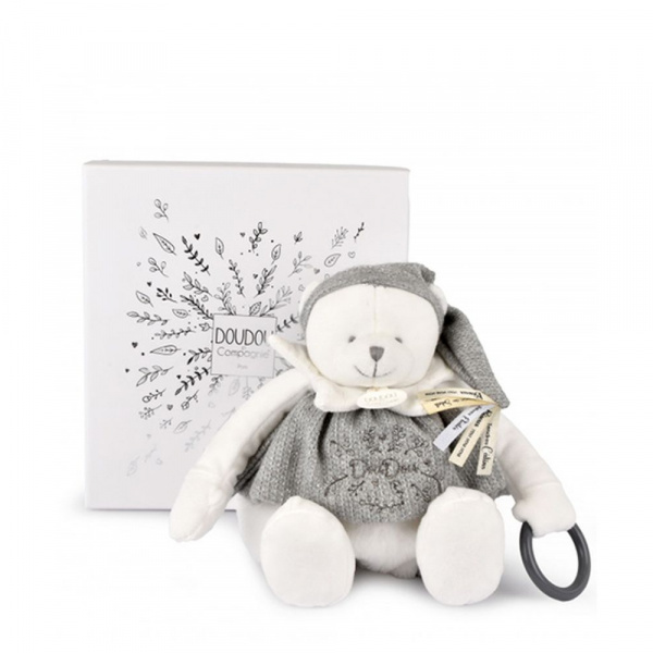 Peluche d'éveil ours 30 cm argent Doudou et compagnie