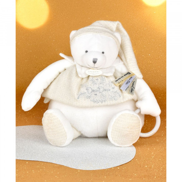Peluche d'éveil ours 30 cm blanc Doudou et compagnie
