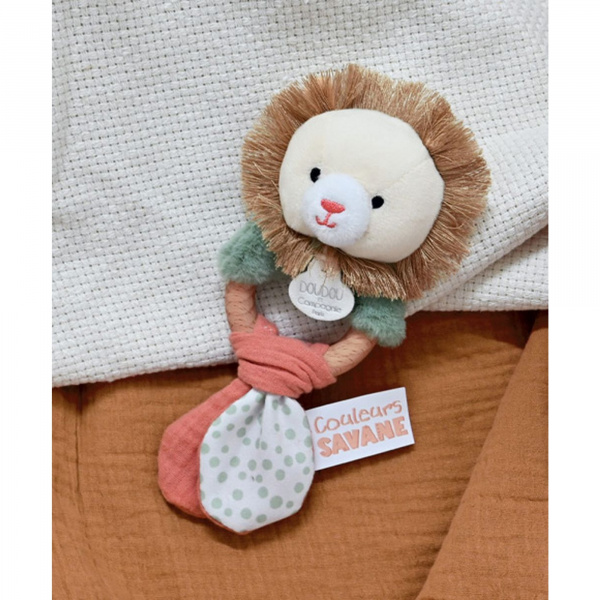 Hochet couleurs savane lion Doudou et compagnie